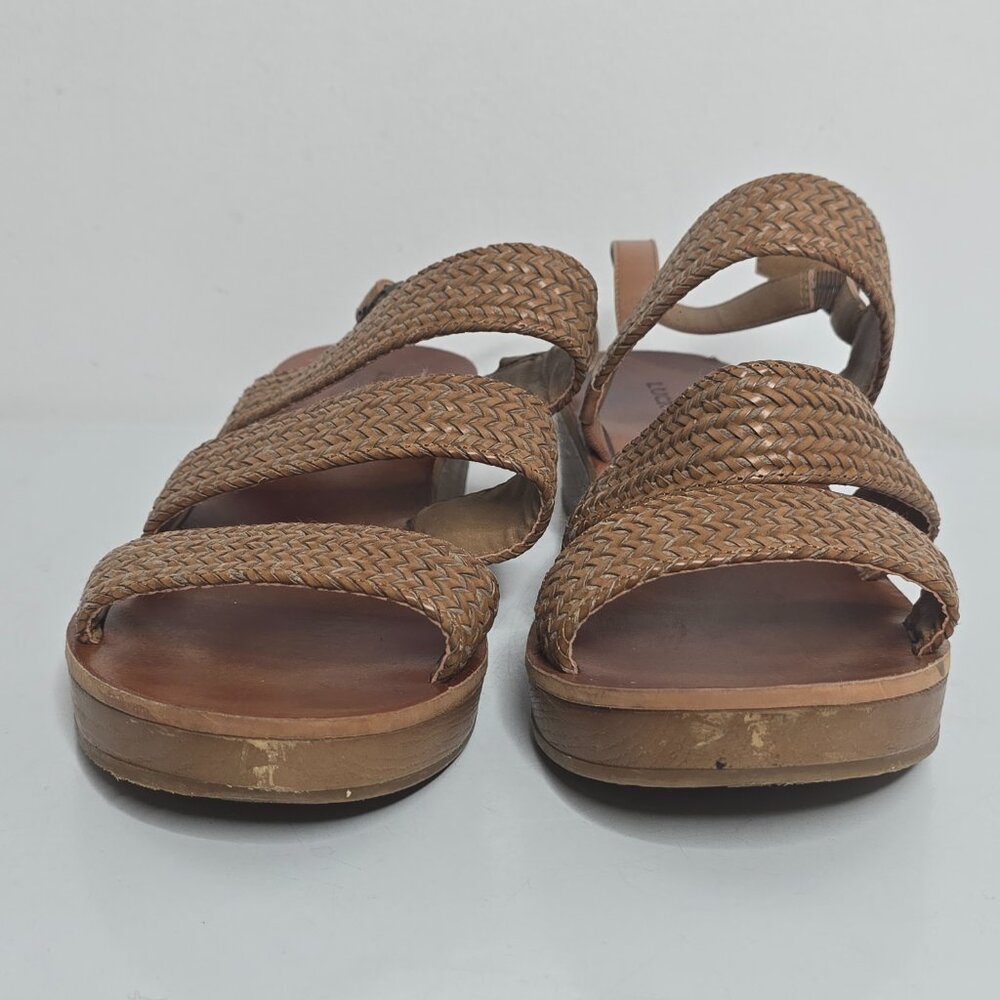 Lucky Brand Honnia Womens 11 M Sandals Brown Braided Strappy Slingback Shoes - Picture 5 of 9